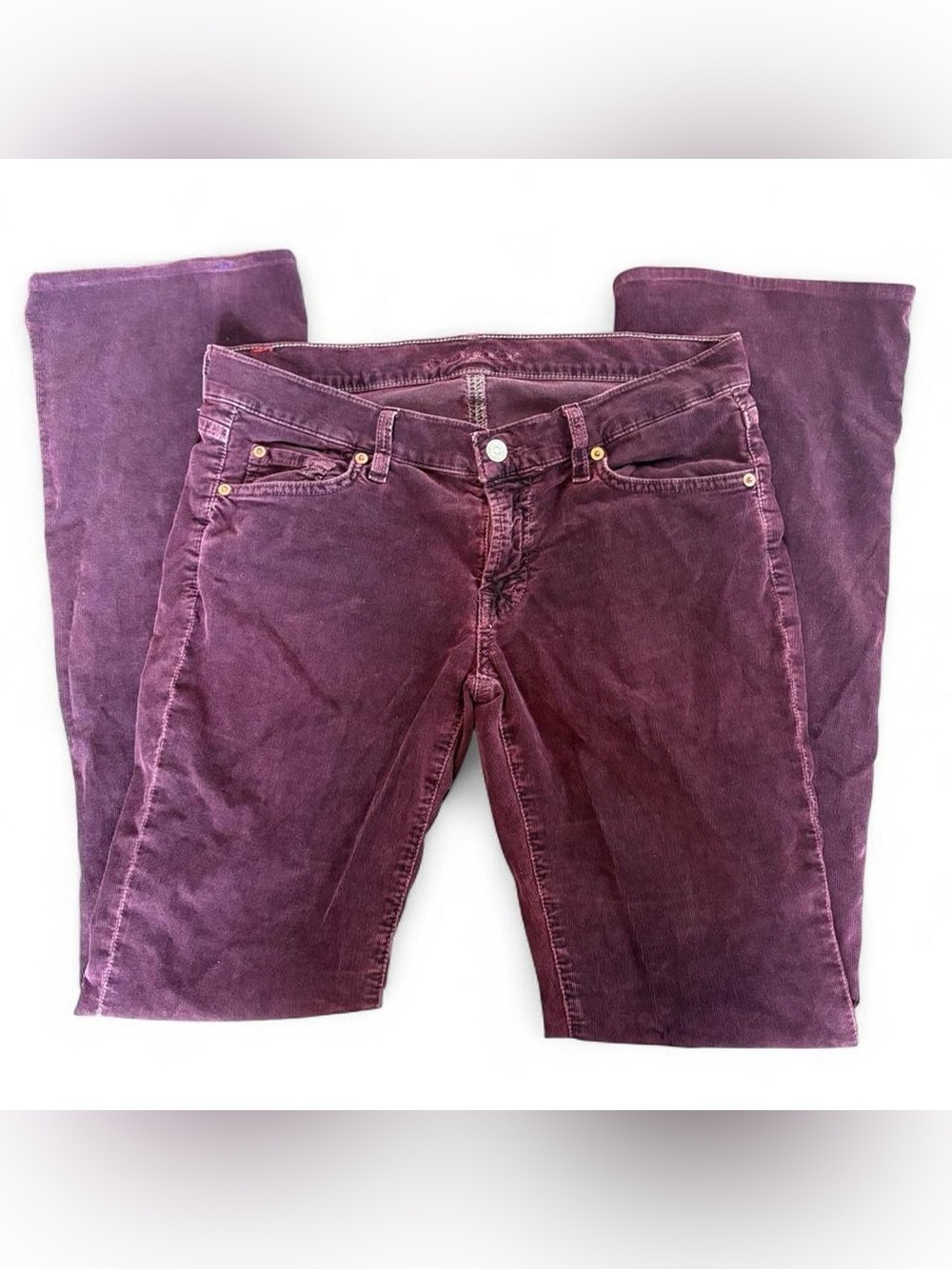 🪻7 For All Mankind Low Rise Purple Corduroy Cotton Bootcut Jeans Y2K size 29